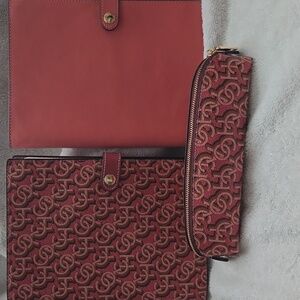 Coach Pink and Rouge Leather Notebook Cover And Pencil Case